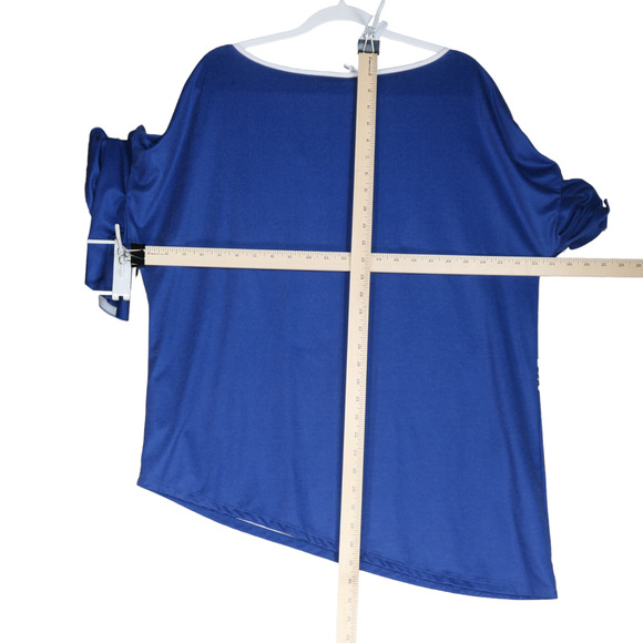 NEW Nanu Blue T Shirt Womens Size 1X Gorgeous Flower Flutter Sleeves NWT - Picture 6 of 8